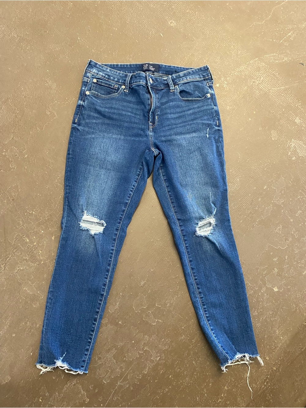 GAP Distressed Medium Blue Skinny Jeans
